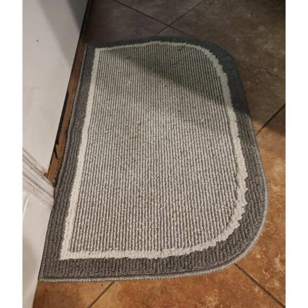 Non Slip Washable, Durable Dirt Resist Half Circle Rug Kitchen Mat 18 x 28 Gray